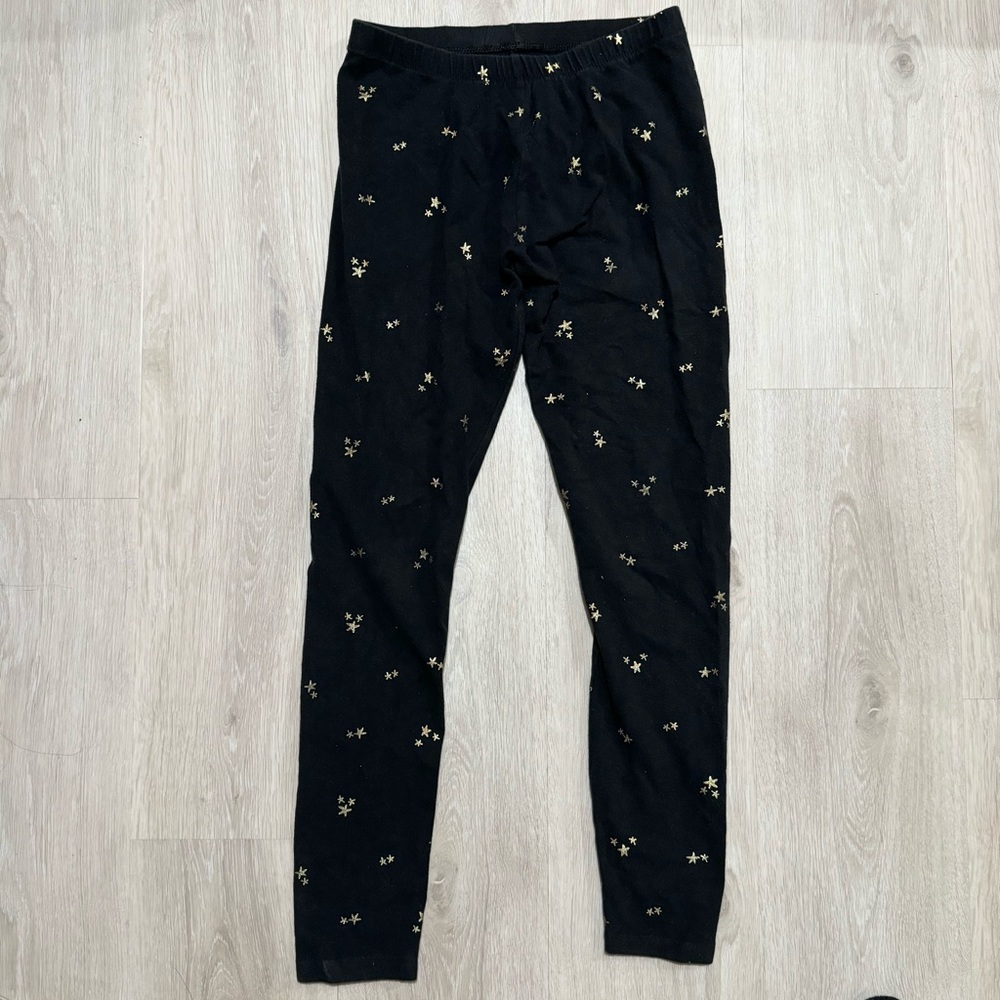 Kids Cat & Jack Girls Black Gold Star Celestial Leggings Pants XL 14/16